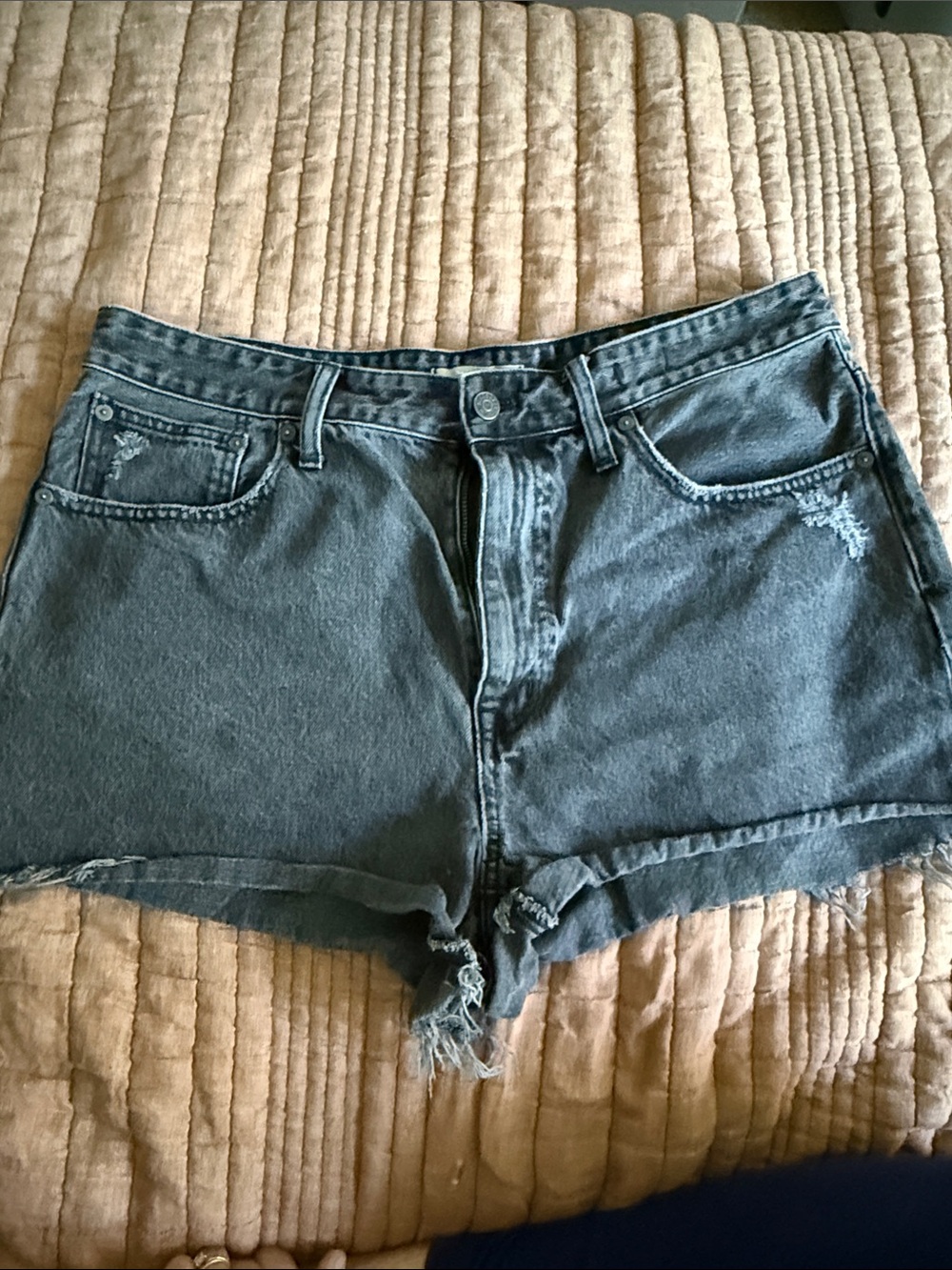 Madewell Black Washed High-Rise Denim Shorts